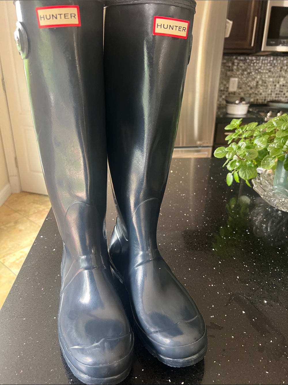 Hunter Navy Tall Women’s Rain Boots